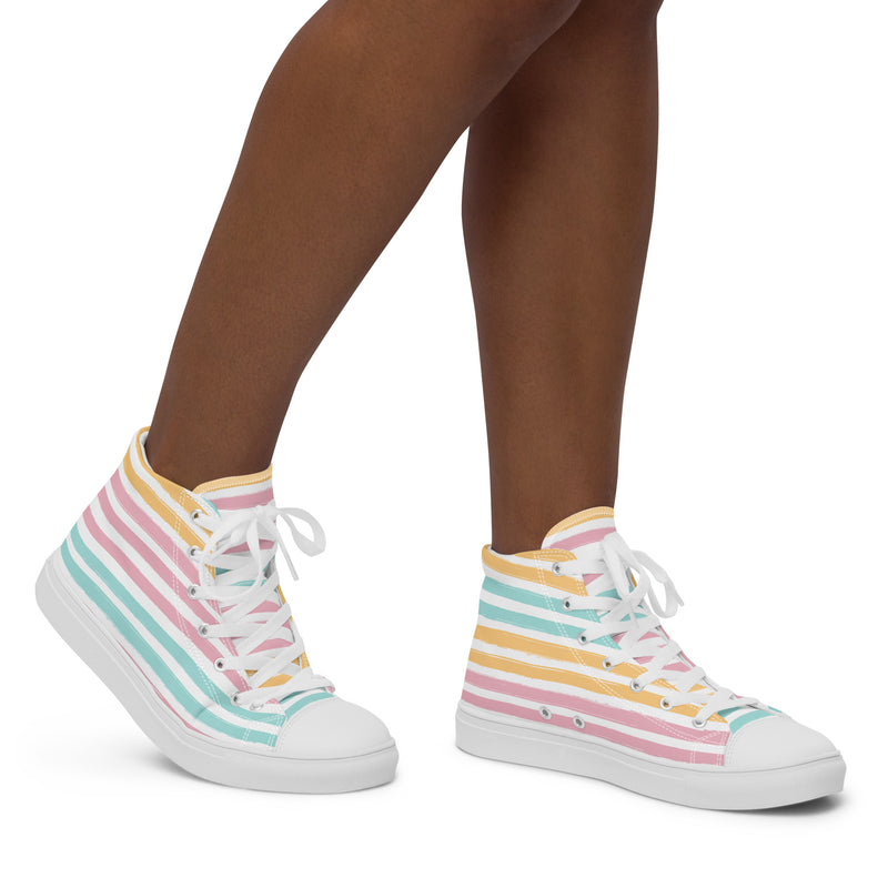 Sunset Stripe High Top #149 - Opposite Side | HA!LO Canvas Sneakers