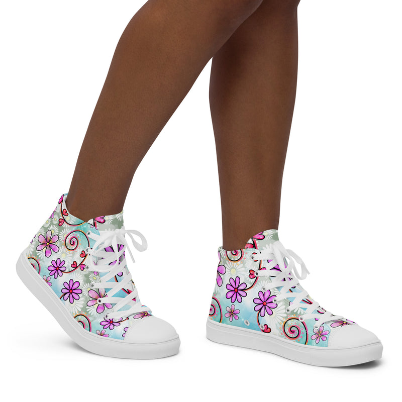 Spring Daisy High Top #152 - Opposite Side | HA!LO Canvas Sneakers
