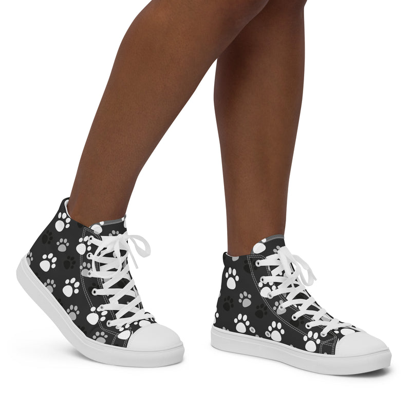 Black Paw High Top #159 - Opposite Side | HA!LO Canvas Sneakers