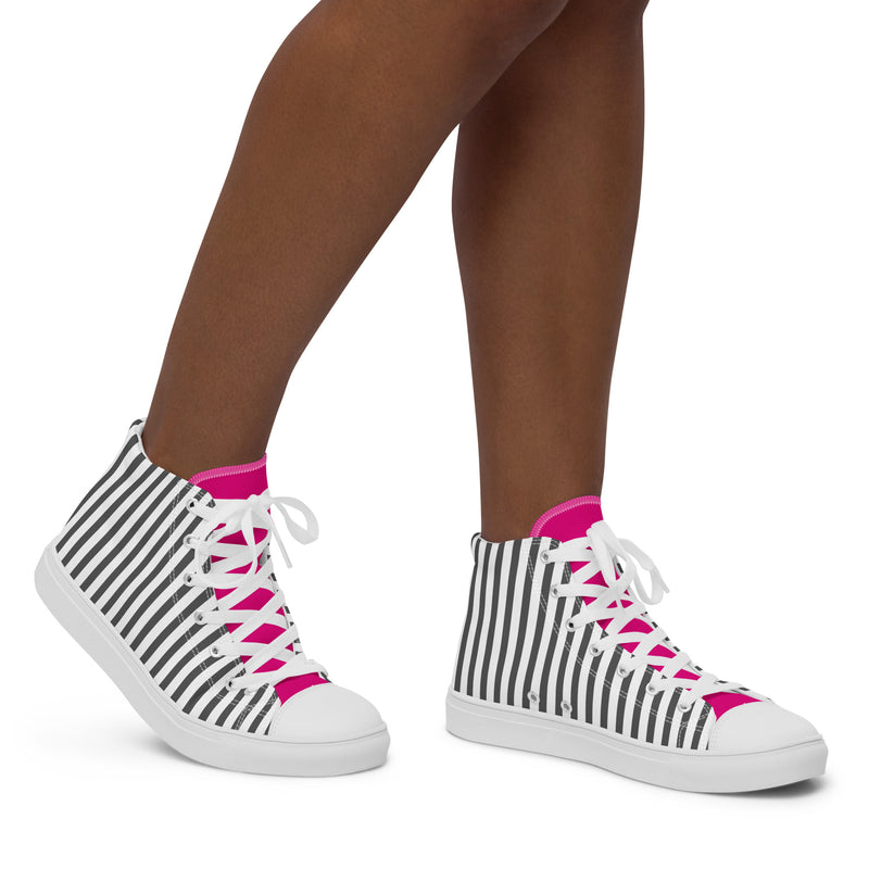Striped Pinstripe High Top #160 - Opposite Side | HA!LO Canvas Sneakers