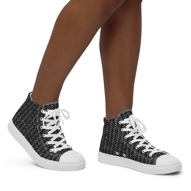 Dark Herringbone High Top #172 - Opposite Side | HA!LO Canvas Sneakers