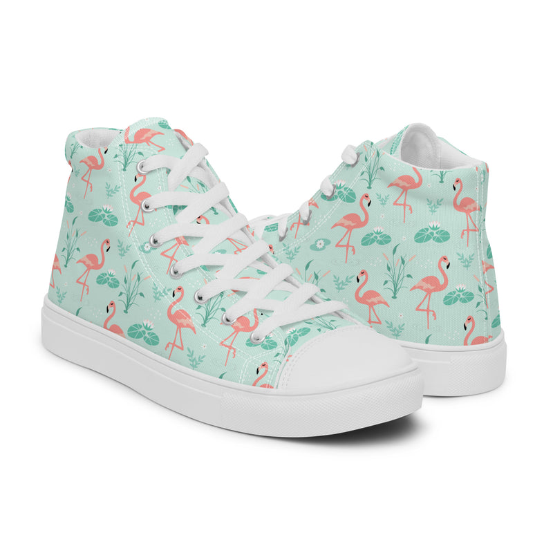 Flamingo Mint High Top #185 - Top Down View | HA!LO Canvas Sneakers