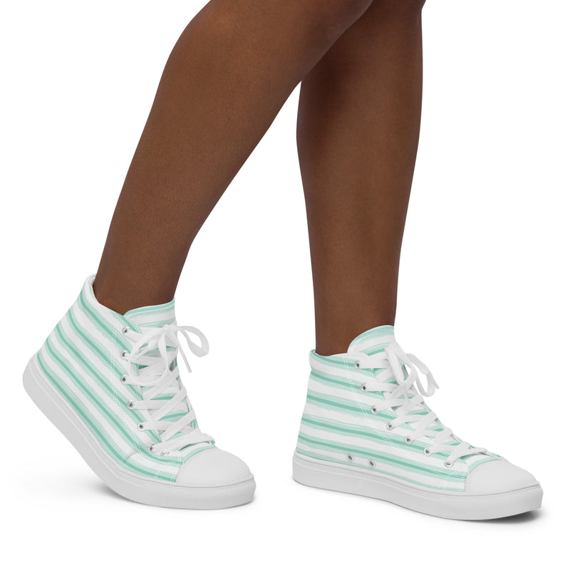 Seafoam Stripe High Top #186 - Opposite Side | HA!LO Canvas Sneakers