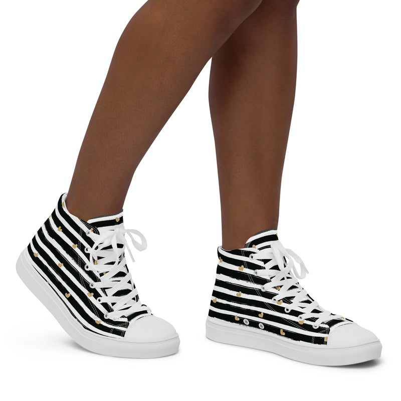 Gold Stripe High Top #187 - Opposite Side | HA!LO Canvas Sneakers