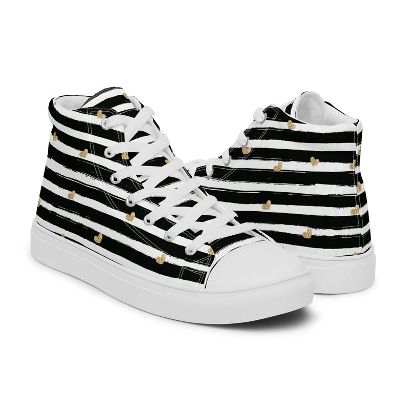 Gold Stripe High Top #187 - Top Down View | HA!LO Canvas Sneakers