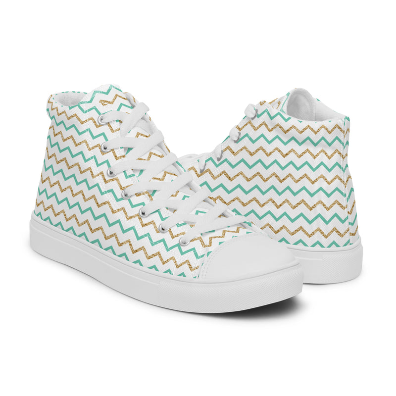 Mint Chevron High Top #189 - Top Down View | HA!LO Canvas Sneakers
