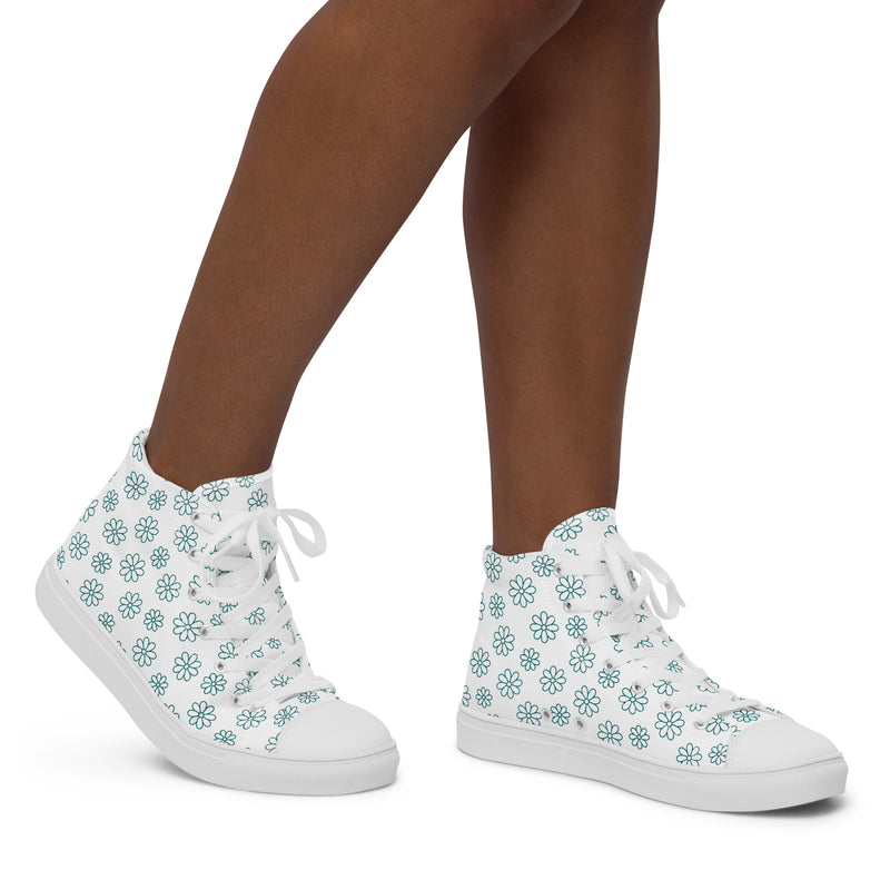 Blue Snowflake High Top #201 - Opposite Side | HA!LO Canvas Sneakers