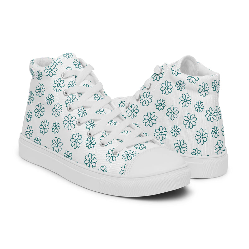 Blue Snowflake High Top #201 - Top Down View | HA!LO Canvas Sneakers