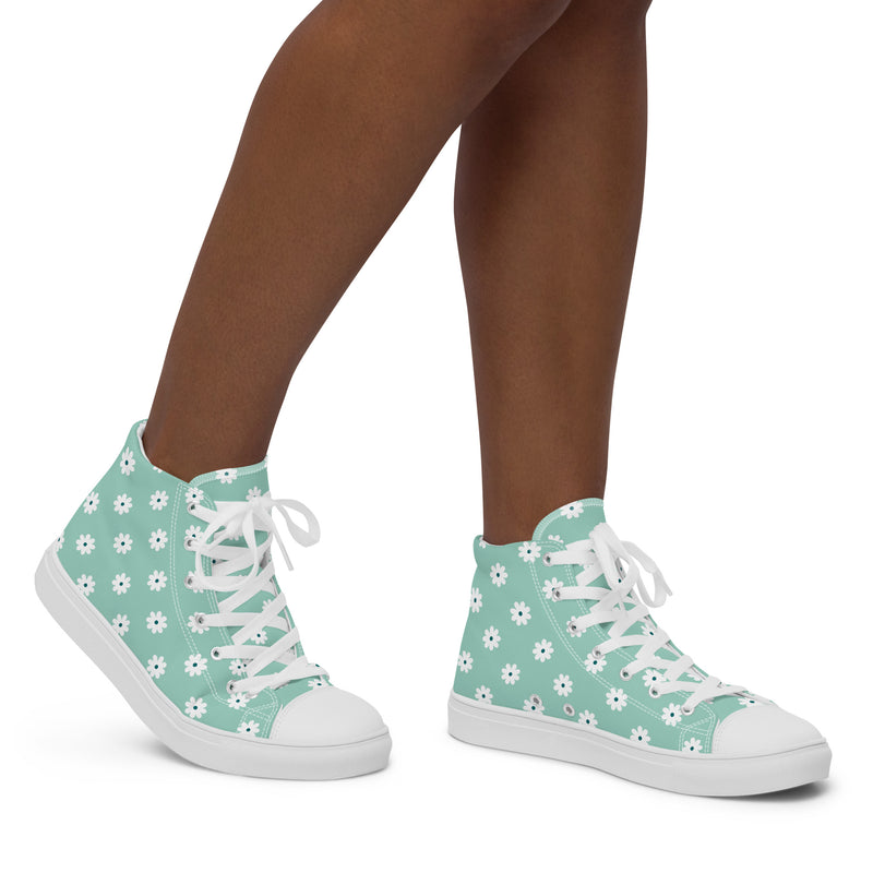 Mint Daisy High Top #203 - Opposite Side | HA!LO Canvas Sneakers