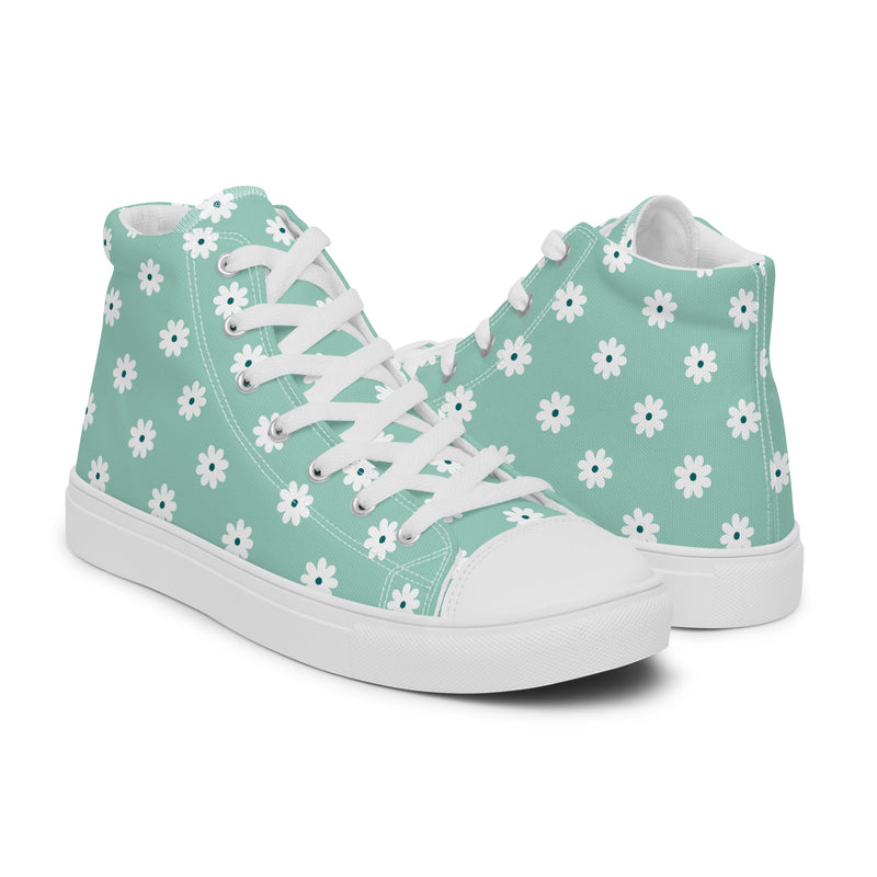 Mint Daisy High Top #203 - Top Down View | HA!LO Canvas Sneakers