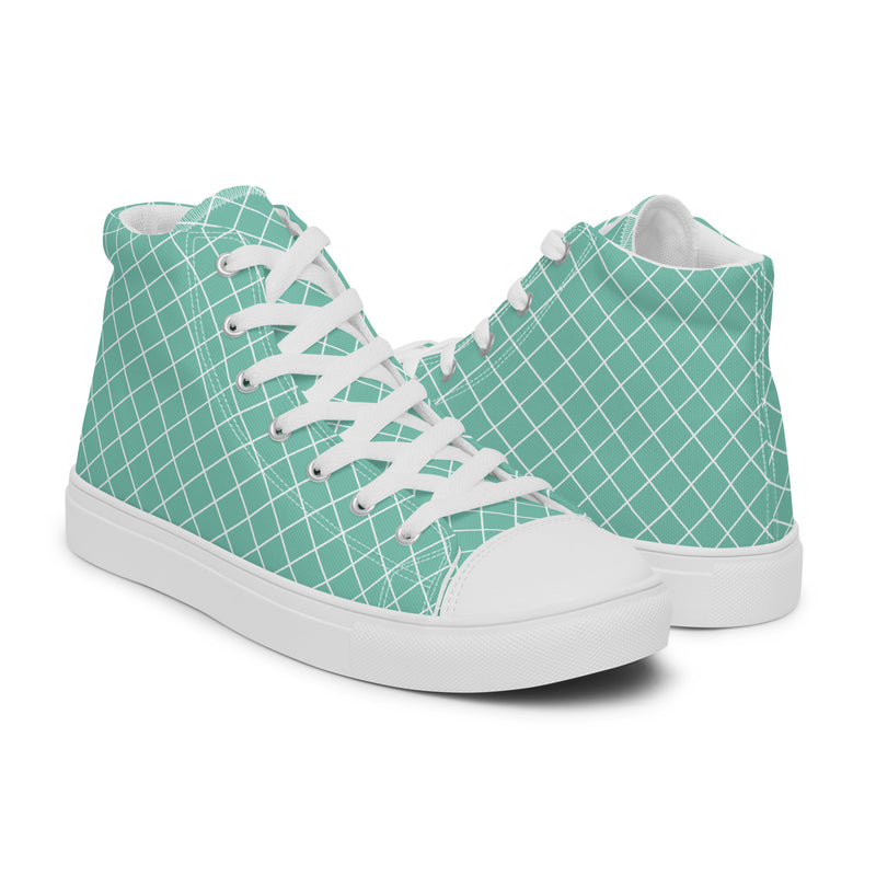 Teal Diamond High Top #205 - Top Down View | HA!LO Canvas Sneakers