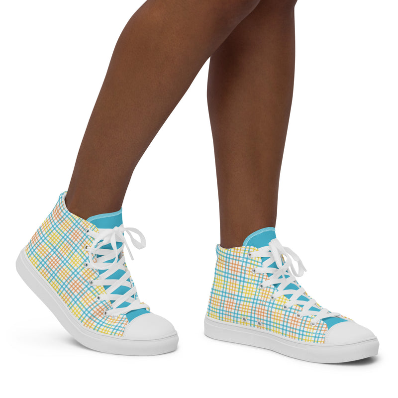 Pastel Plaid High Top #224 - Opposite Side | HA!LO Canvas Sneakers