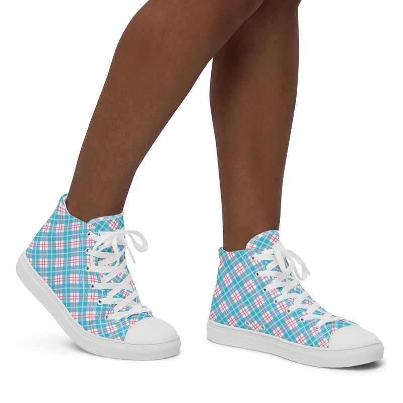 Blue Plaid High Top #228 - Opposite Side | HA!LO Canvas Sneakers
