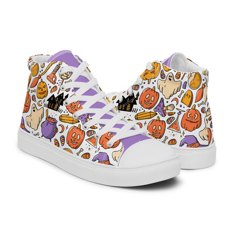Pumpkin Cat High Top #233 - Top Down View | HA!LO Canvas Sneakers