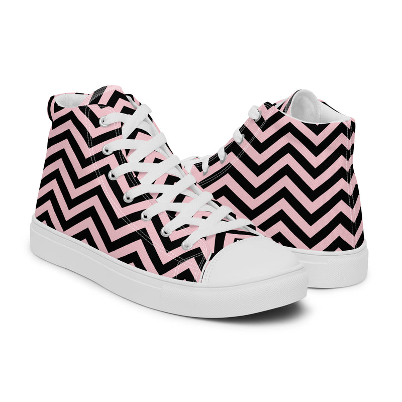 Pink Chevron High Top #239 - Top Down View | HA!LO Canvas Sneakers