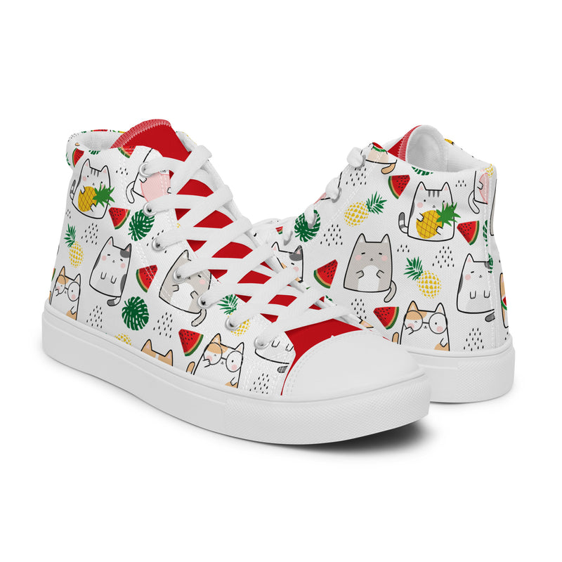 Christmas Cat High Top #247 - Top Down View | HA!LO Canvas Sneakers