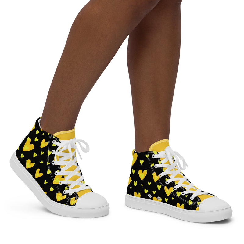 Yellow Heart High Top #256 - Opposite Side | HA!LO Canvas Sneakers