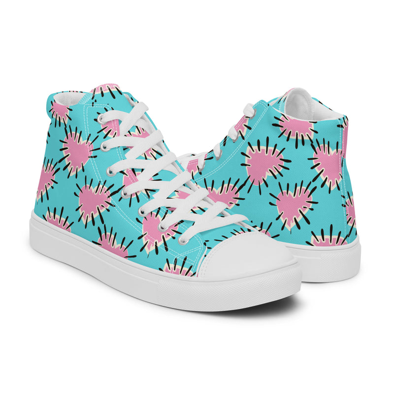 Pink Starburst High Top #266 - Top Down View | HA!LO Canvas Sneakers