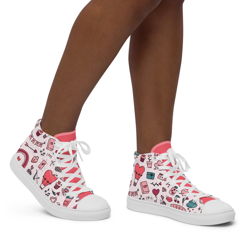 Valentine Doodle High Top #267 - Opposite Side | HA!LO Canvas Sneakers