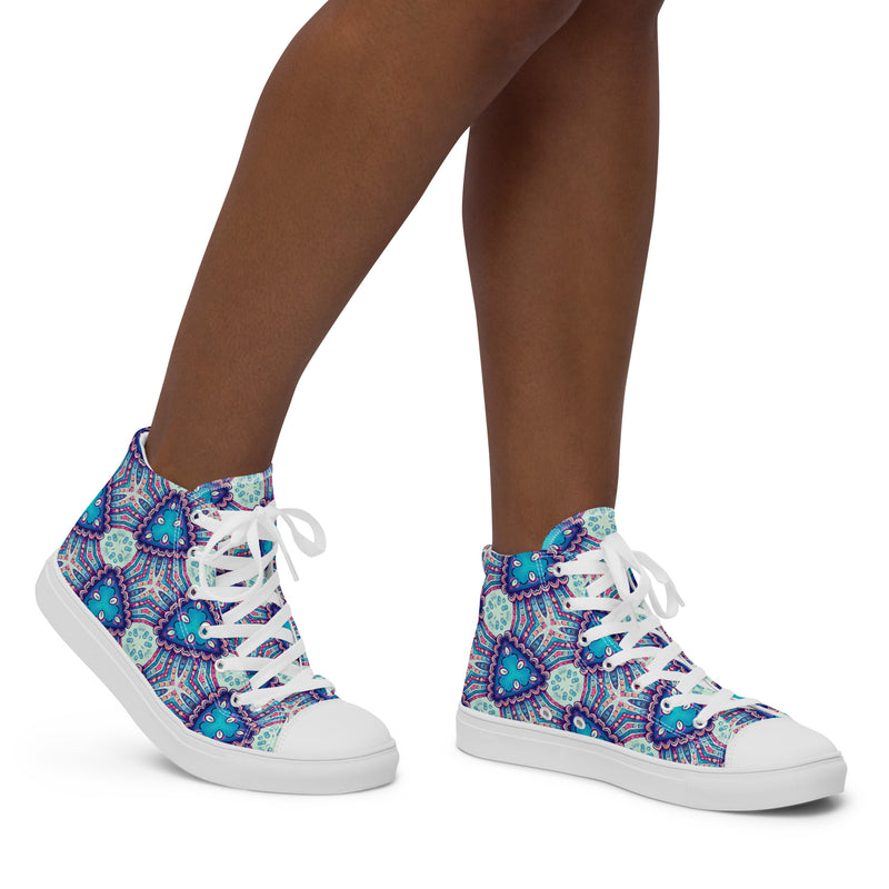 Blue Mandala High Top #252 - Opposite Side | HA!LO Canvas Sneakers