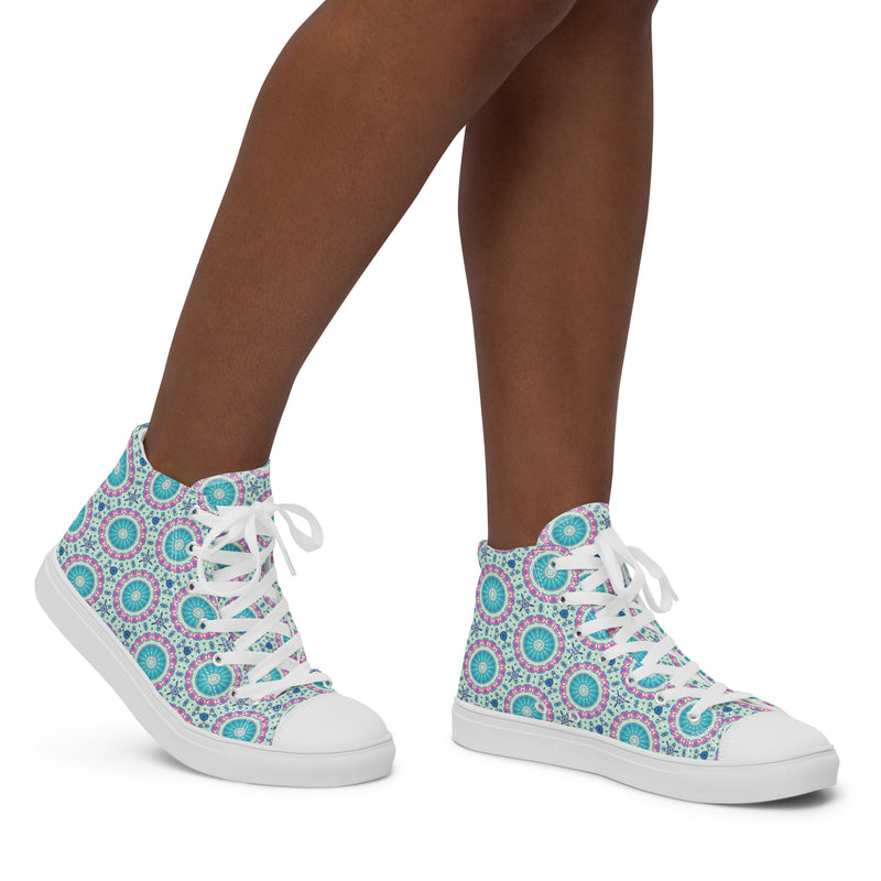 Teal Mandala High Top #253 - Opposite Side | HA!LO Canvas Sneakers