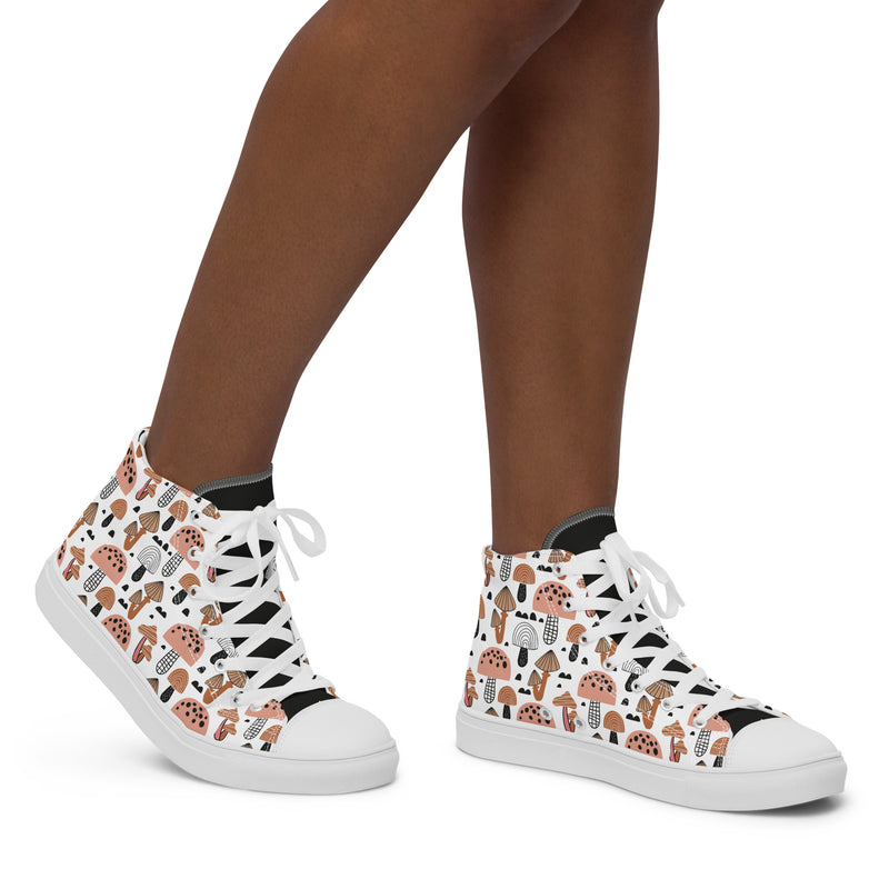Mushroom Doodle High Top #276 - Opposite Side | HA!LO Canvas Sneakers