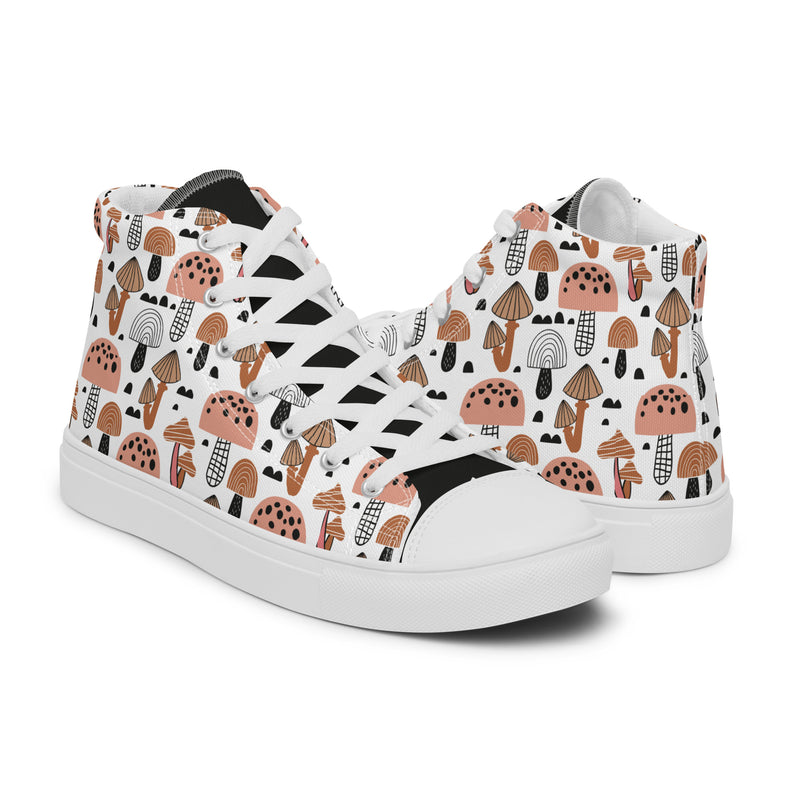 Mushroom Doodle High Top #276 - Top Down View | HA!LO Canvas Sneakers