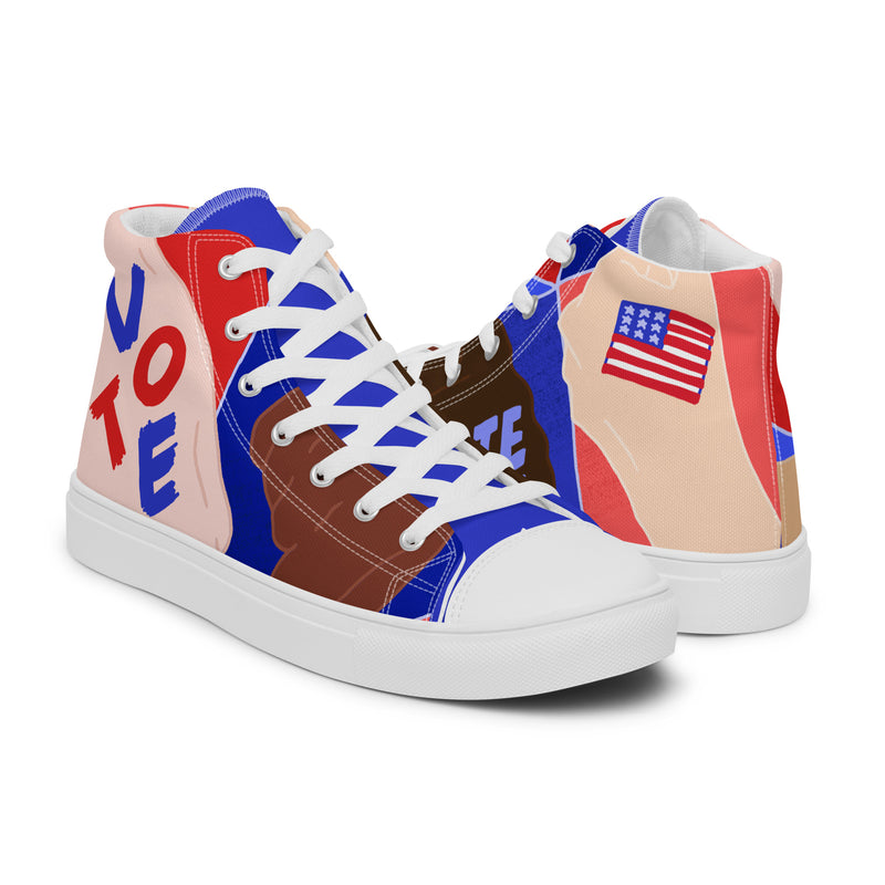 Vote Blue High Top #291 - Top Down View | HA!LO Canvas Sneakers
