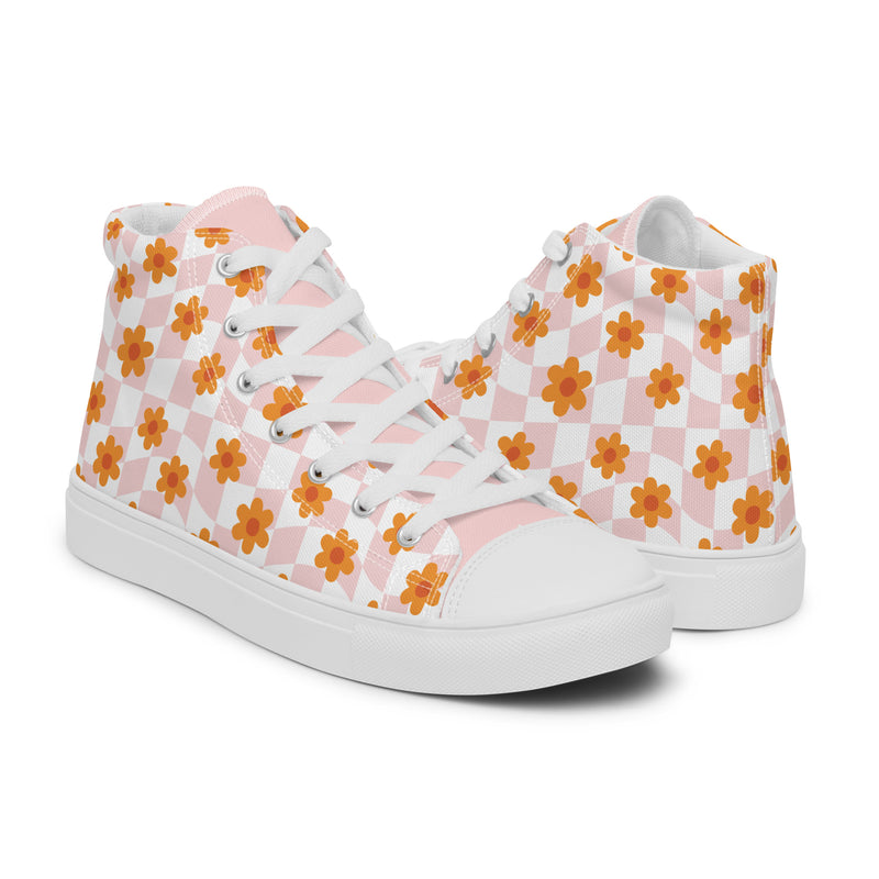 Orange Daisy High Top #301 - Top Down View | HA!LO Canvas Sneakers