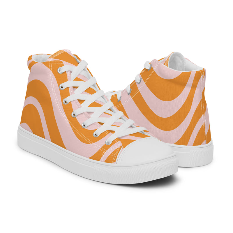 Orange Swirl High Top #302 - Top Down View | HA!LO Canvas Sneakers