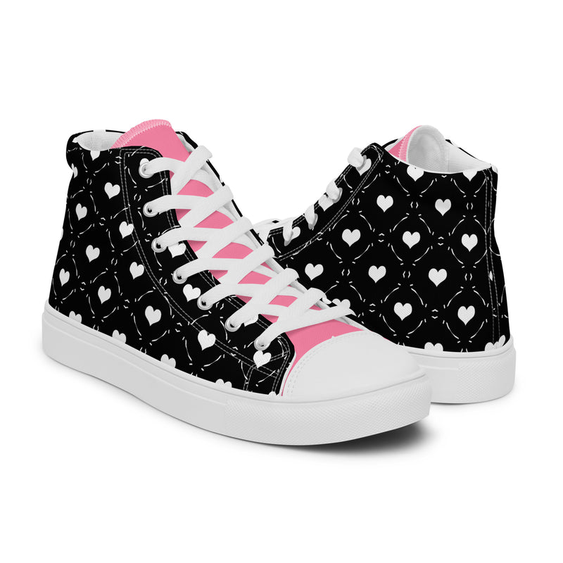 Pink Heart High Top #319 - Top Down View | HA!LO Canvas Sneakers