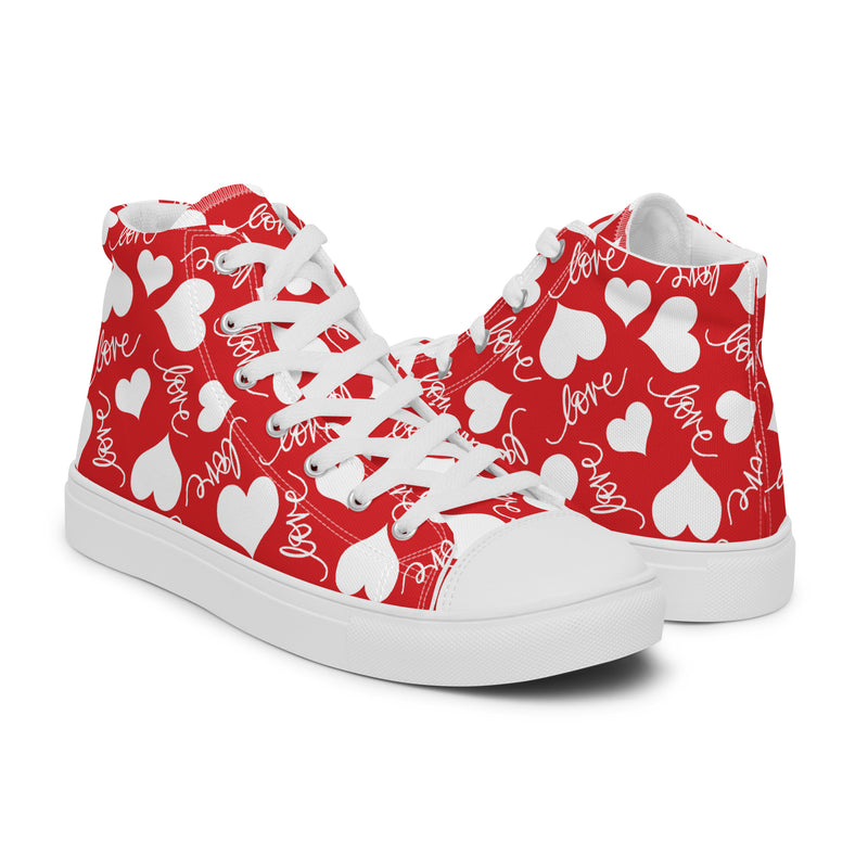 Red Heart High Top #322 - Top Down View | HA!LO Canvas Sneakers