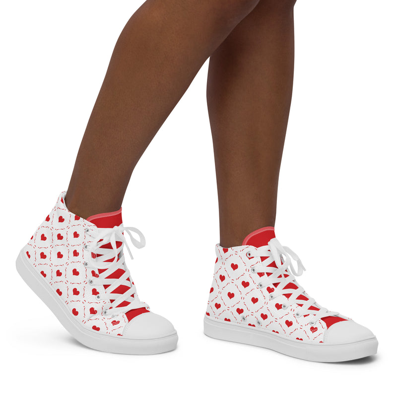 Heart Polka High Top #323 - Opposite Side | HA!LO Canvas Sneakers