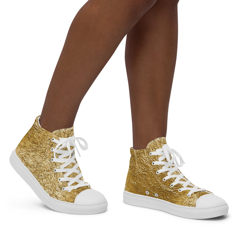 Gold Glitter High Top #325 - Opposite Side | HA!LO Canvas Sneakers