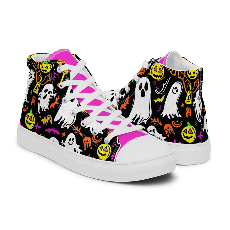 Halloween Ghost Party High Top #355 - Top Down View | HA!LO Canvas Sneakers