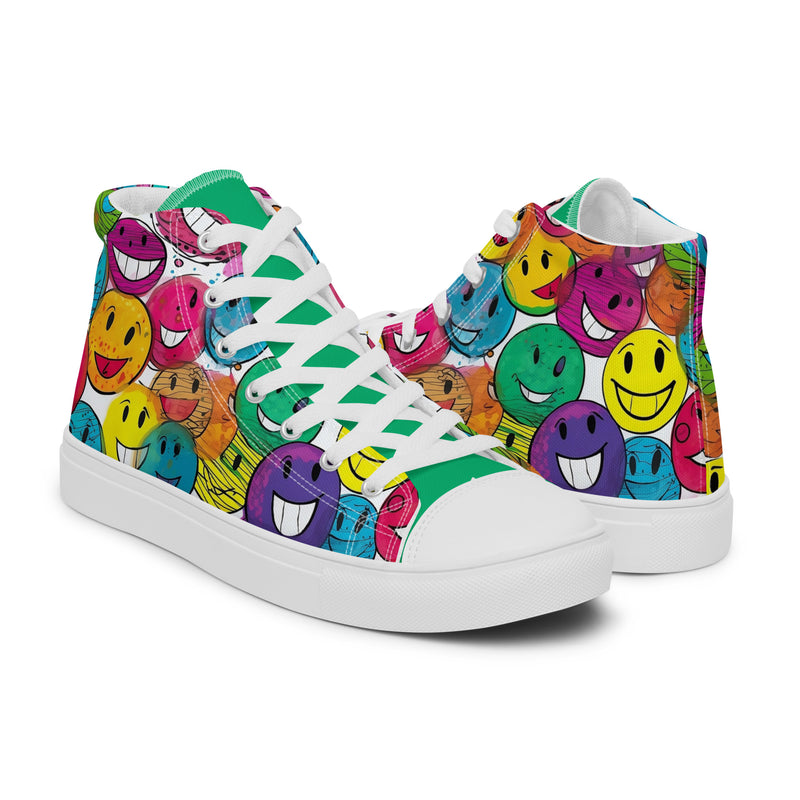 HA!LO Smiley Face #335 — Women’s Canvas High Top