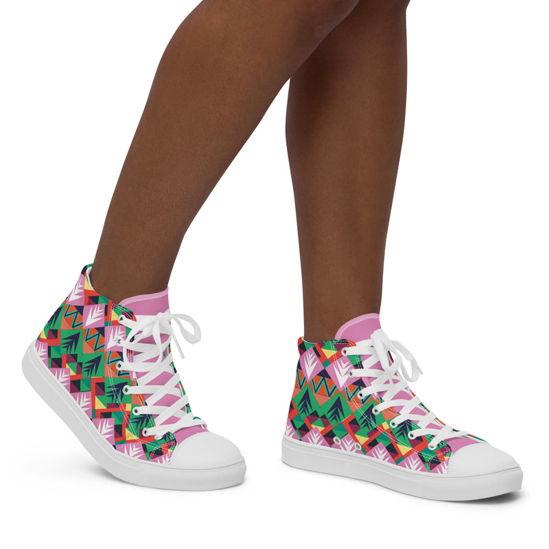 HA!LO Tribal Geometric #338 — Women’s Canvas High Top