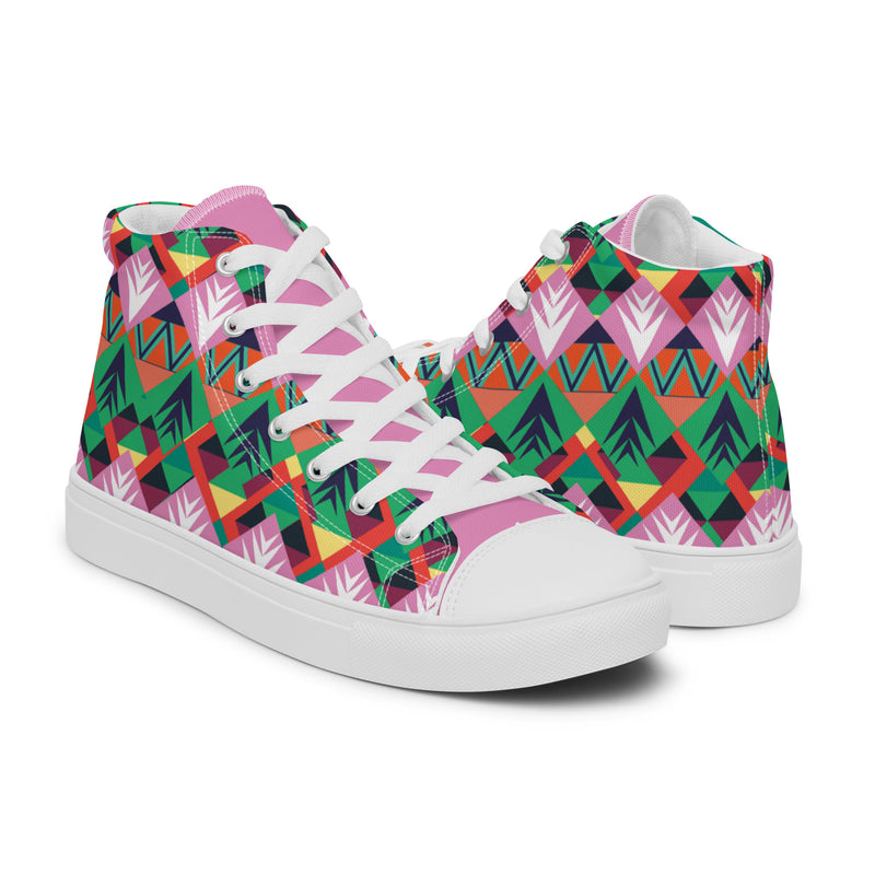 HA!LO Tribal Geometric #338 — Women’s Canvas High Top