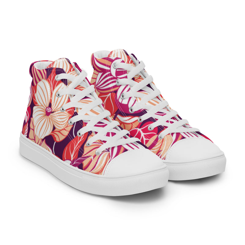 Tropical Bloom High Top #1 - Front View | HA!LO Canvas Sneakers