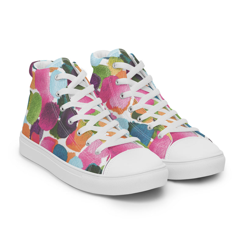 Watercolor Dot High Top #11 - Front View | HA!LO Canvas Sneakers