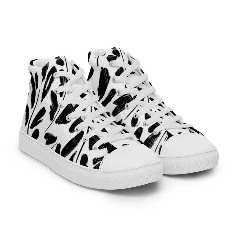 Black Brush High Top #13 - Front View | HA!LO Canvas Sneakers