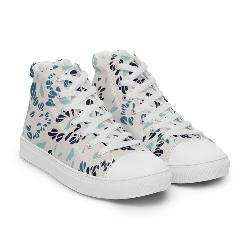 Blue Botanical High Top #17 - Front View | HA!LO Canvas Sneakers