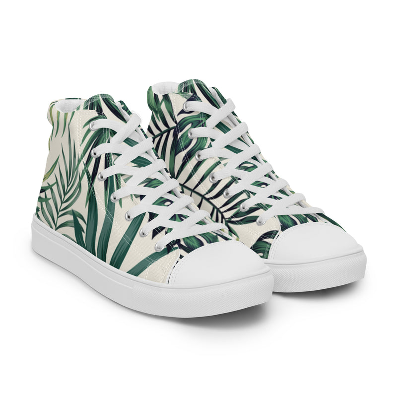Palm Frond High Top #19 - Front View | HA!LO Canvas Sneakers