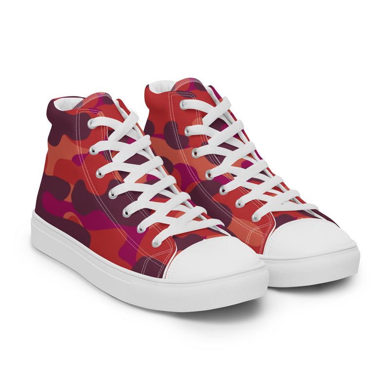 Red Camo High Top #24 - Front View | HA!LO Canvas Sneakers