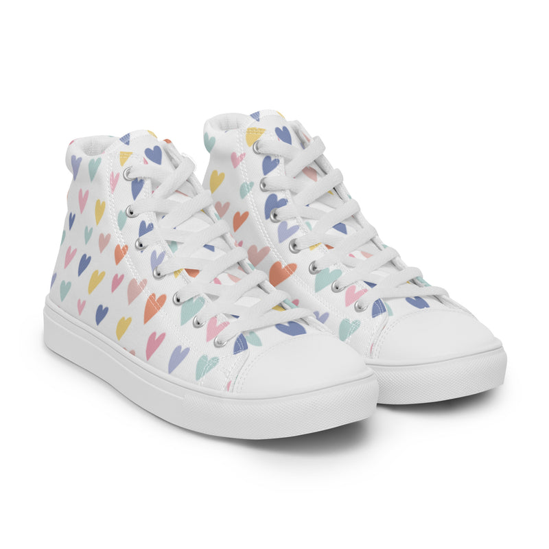 Colorful Heart High Top #27 - Front View | HA!LO Canvas Sneakers