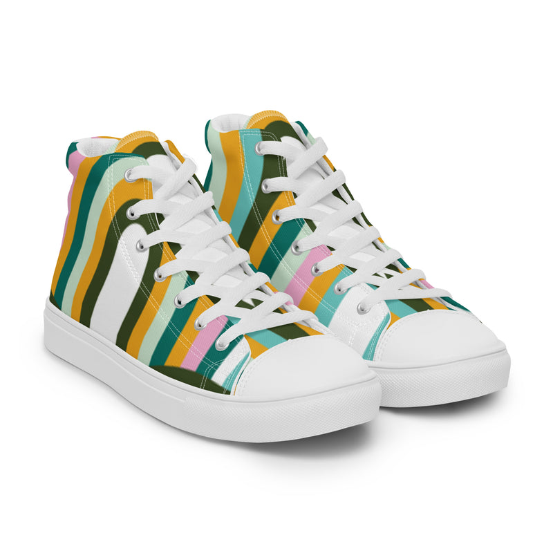 Retro Stripe High Top #29 - Front View | HA!LO Canvas Sneakers