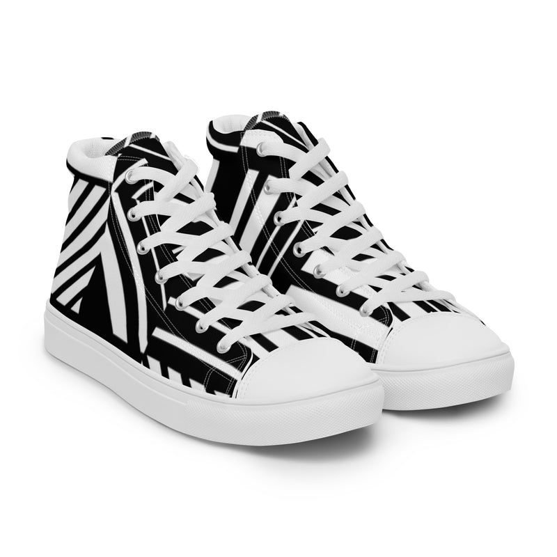 Zebra Stripe High Top #31 - Front View | HA!LO Canvas Sneakers