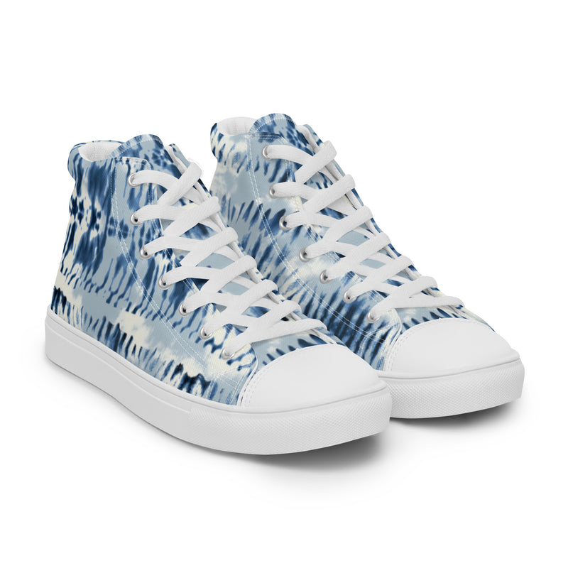 Indigo Shibori High Top #33 - Front View | HA!LO Canvas Sneakers