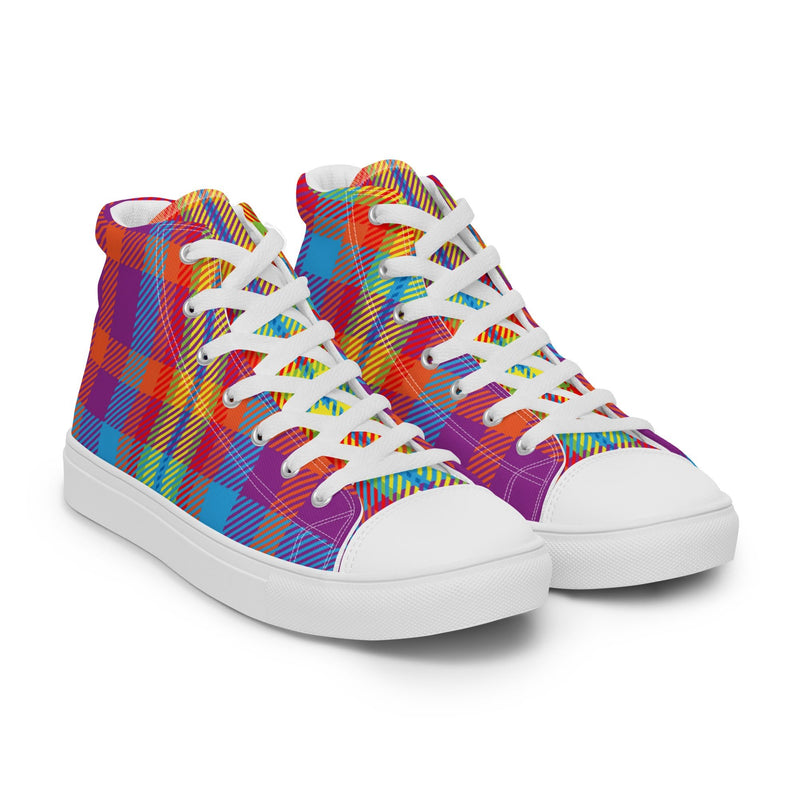 Colorful Tartan High Top #35 - Front View | HA!LO Canvas Sneakers