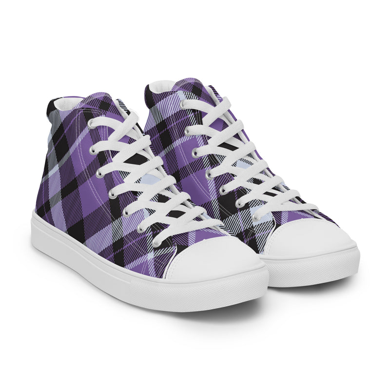 Purple Buffalo Check High Top #39 - Front View | HA!LO Canvas Sneakers